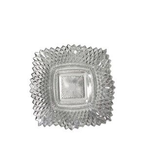Ruffled Square Vintage Glass Candy Nut Dish